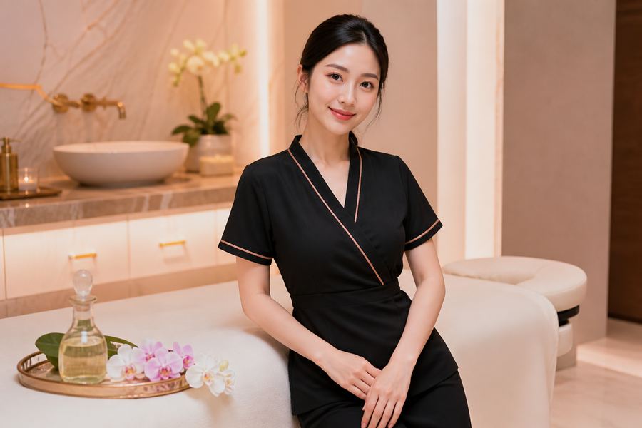 Cute young Asian massage therapist at Oil Massage Spa Las Vegas Flamingo Road