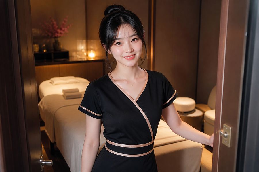Cute Asian massage therapist welcoming guests Oil Massage Spa Las Vegas